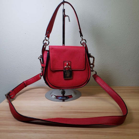Steve Madden Handbags - Steve Madden Padlock Structured Crossbody Purse Bag Red Faux Leather City Chic